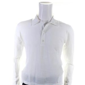 Brand new with out tags Thom Browne long sleeve white polo.